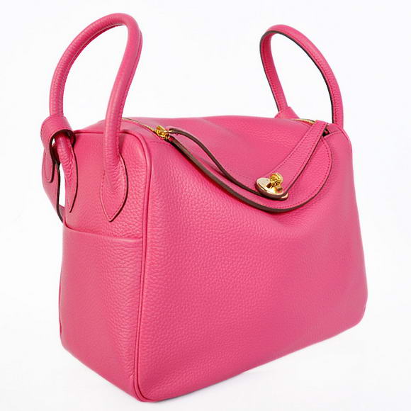 High Quality Replica Hermes Lindy 30CM Havanne Handbags 1057 Peach Leather Golden Hardware